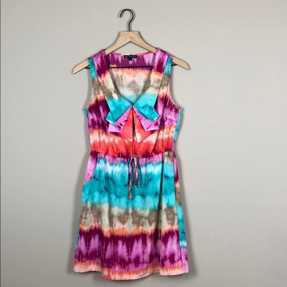 BeBop Tie Dye Ruffle Front Dress (Medium)